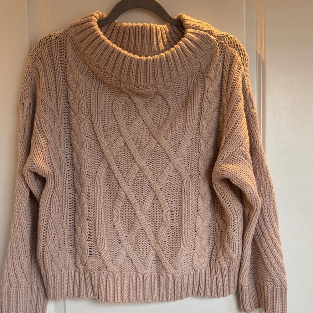 Aakaa Cable Knit Cowl Sweater - peach